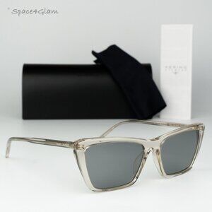 Saint Laurent Women Sunglasses Beige Silver Cat Eye SL737 MICA THIN 004 NEW